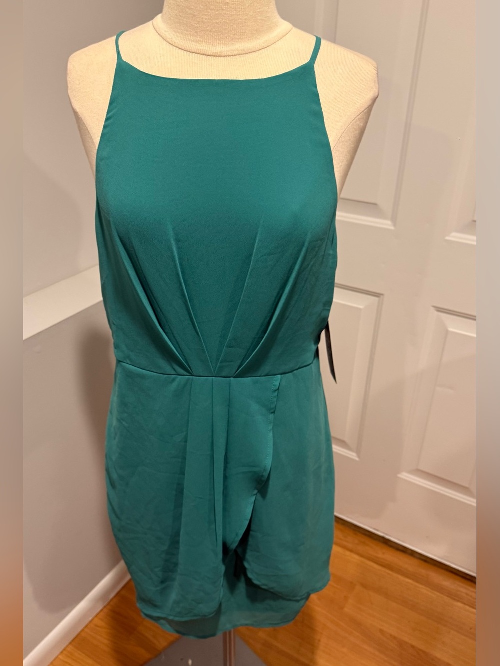 Lulu's Teal High-Neck Romper Dress (47)